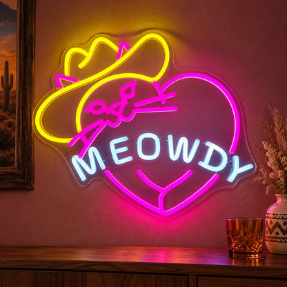 MEOWDY Cowboy Cat LED Neon Sign - advertising view