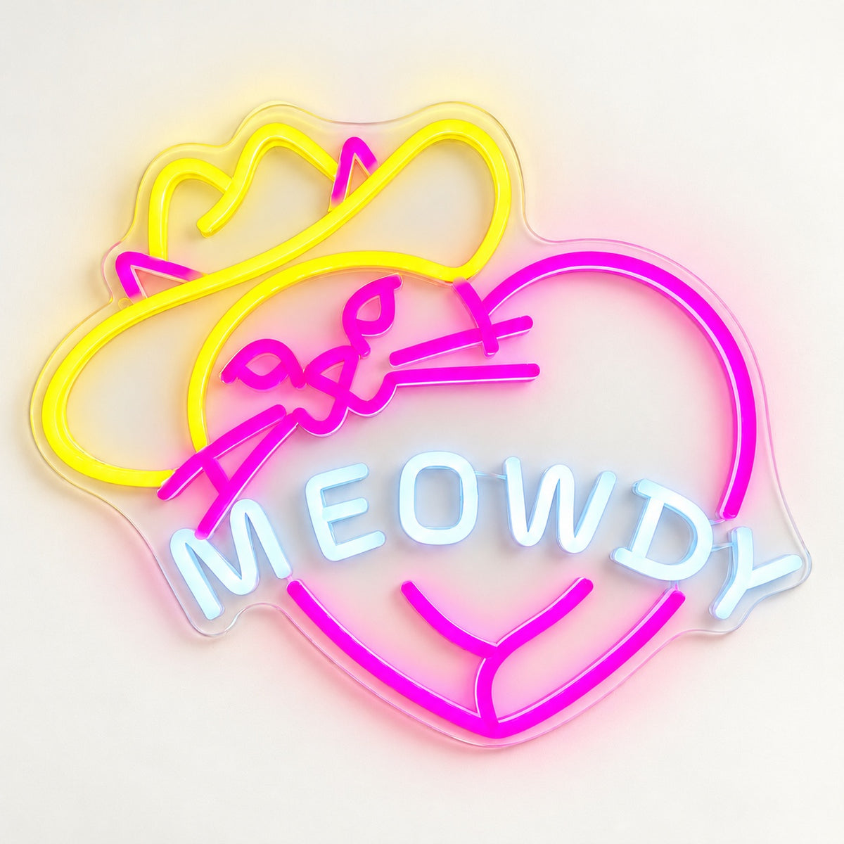 MEOWDY Cowboy Cat LED Neon Sign - natural light view