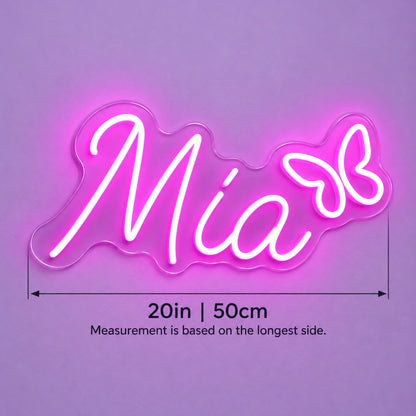 Mia Butterfly LED Neon Sign - size guide