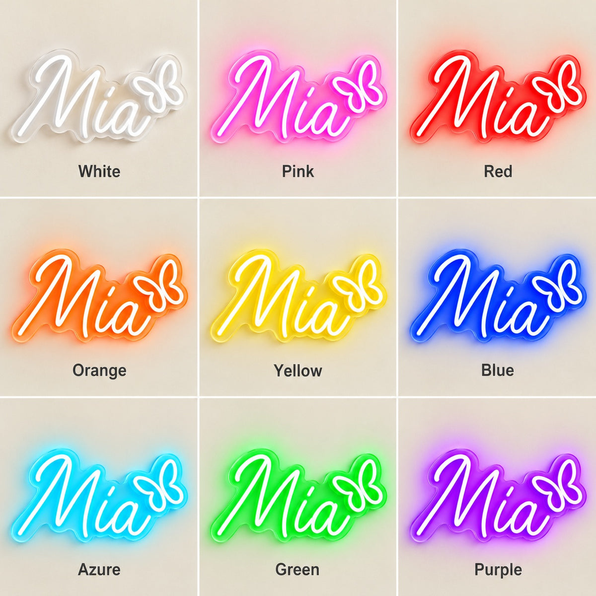 Mia Butterfly LED Neon Sign - nine-color grid