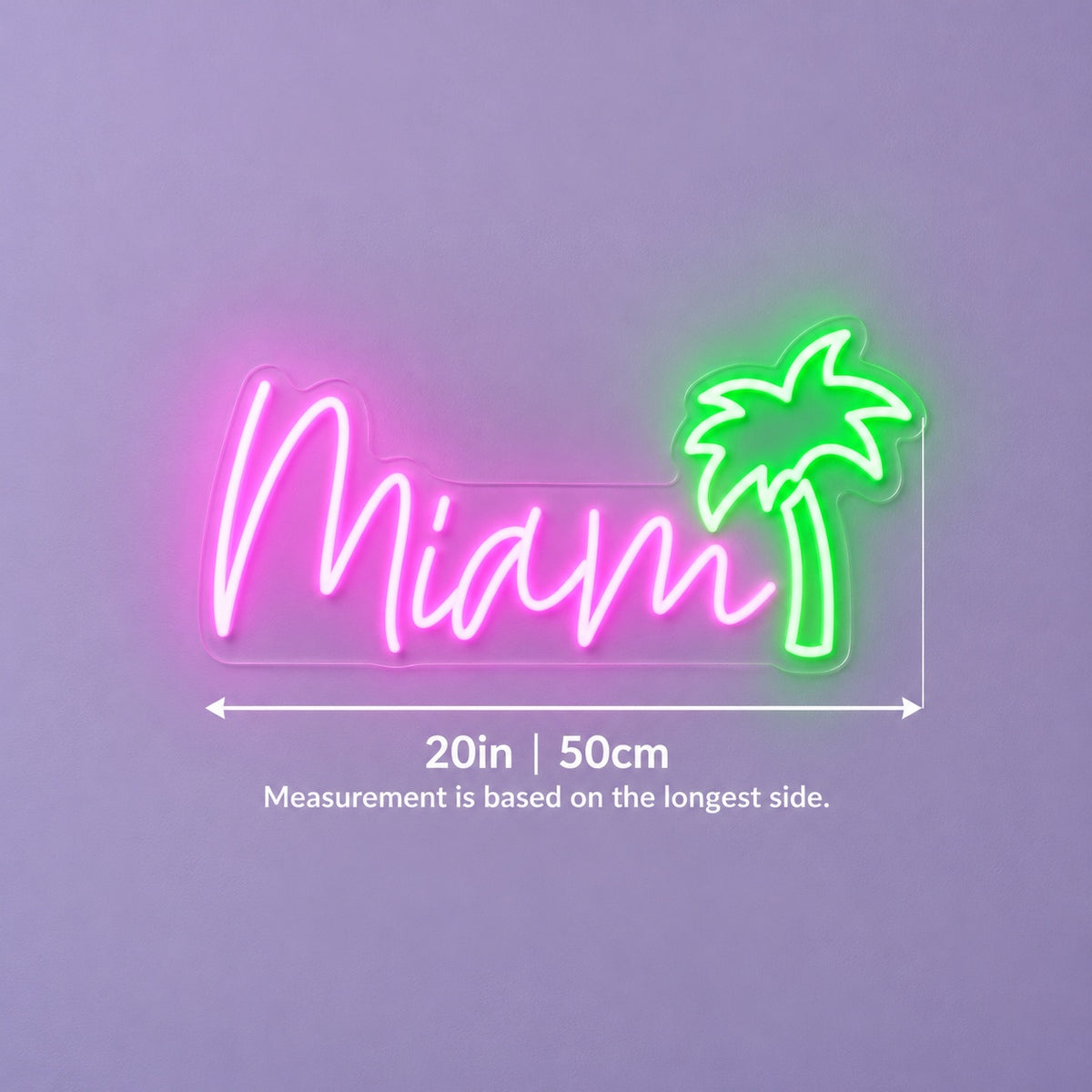Miami Palm Tree LED Neon Sign - size guide