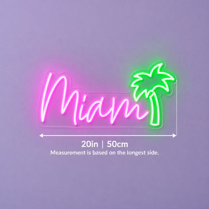 Miami Palm Tree LED Neon Sign - size guide