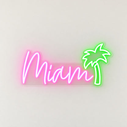 Miami Palm Tree LED Neon Sign - natural light view