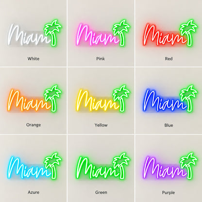 Miami Palm Tree LED Neon Sign - nine-color grid