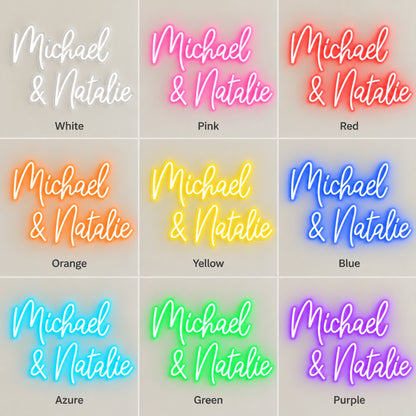 Michael & Natalie LED Neon Sign - nine-color grid