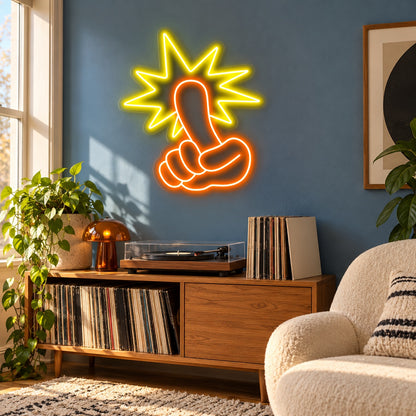 Middle Finger Starburst LED Neon Sign - lifestyle view