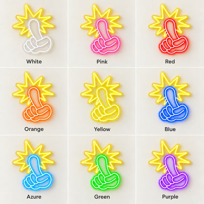 Middle Finger Starburst LED Neon Sign - nine-color grid