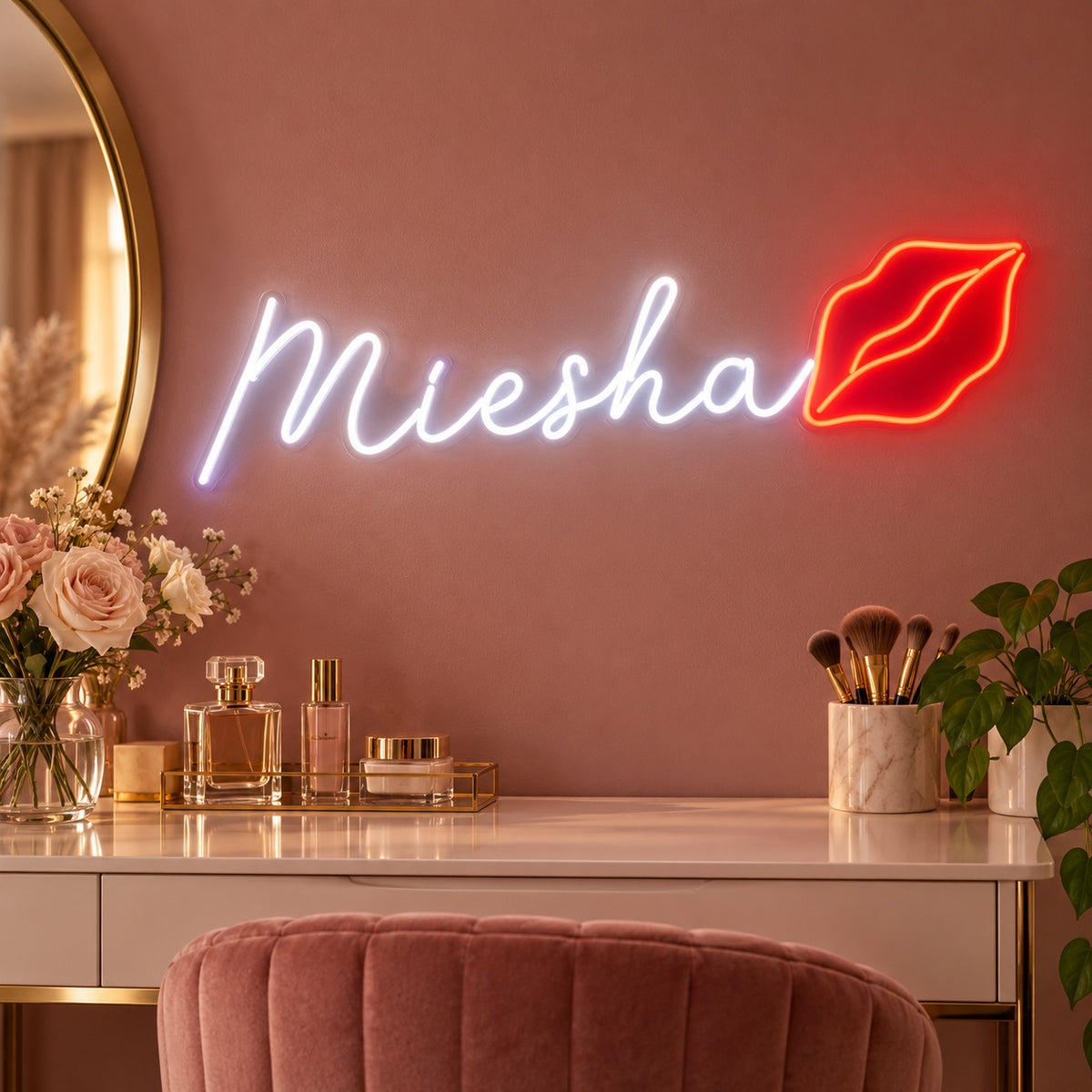 Miesha Lips LED Neon Sign - advertising view