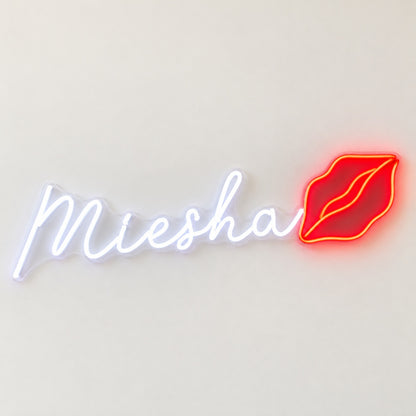 Miesha Lips LED Neon Sign - natural light view