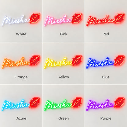 Miesha Lips LED Neon Sign - nine-color grid