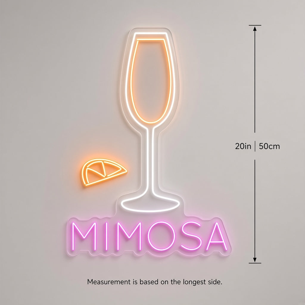 Mimosa LED Neon Sign - size guide