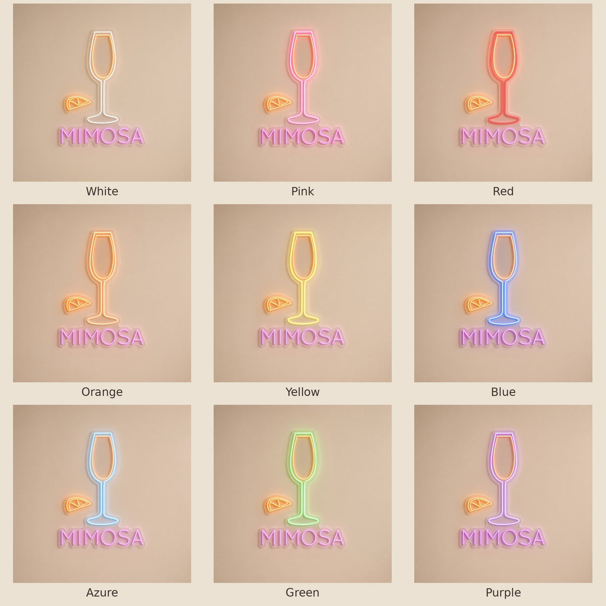 Mimosa LED Neon Sign - nine-color grid