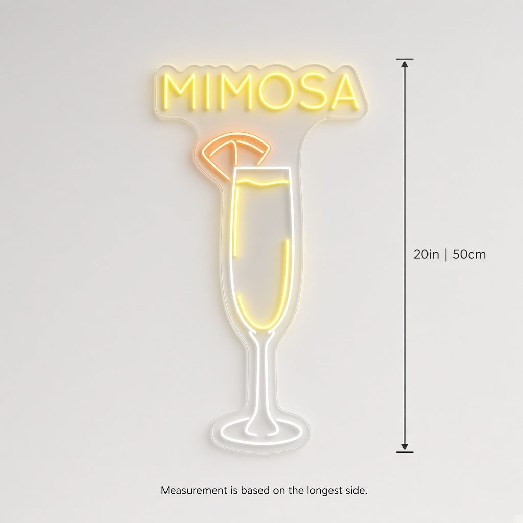 Mimosa Brunch Bar Decor LED Neon Sign - size guide