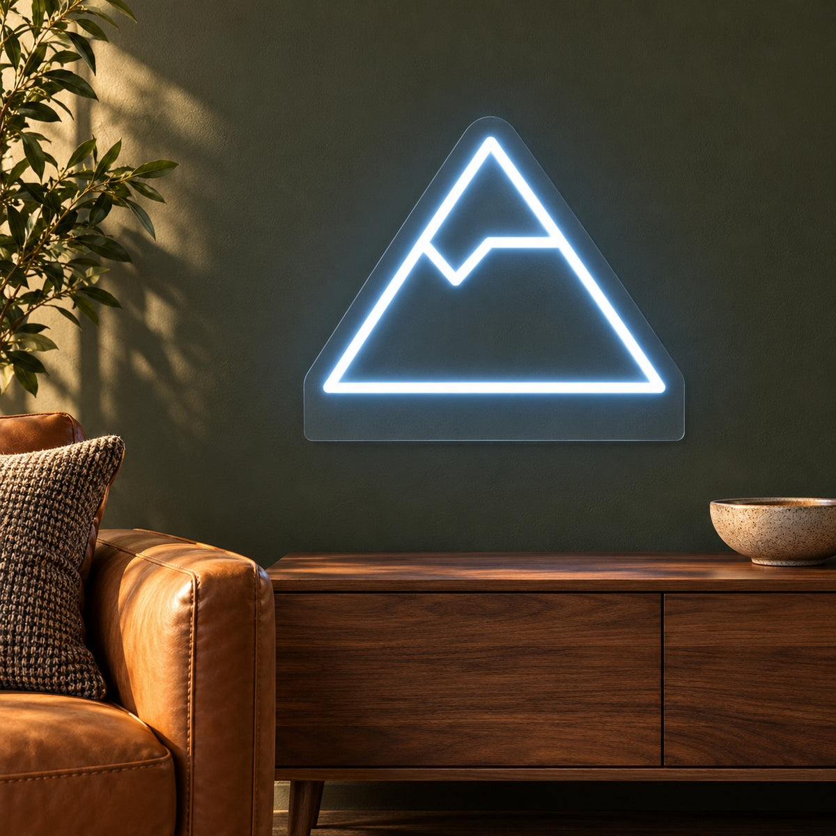 Minimal Mountain Outline LED Neon Sign - advertising view