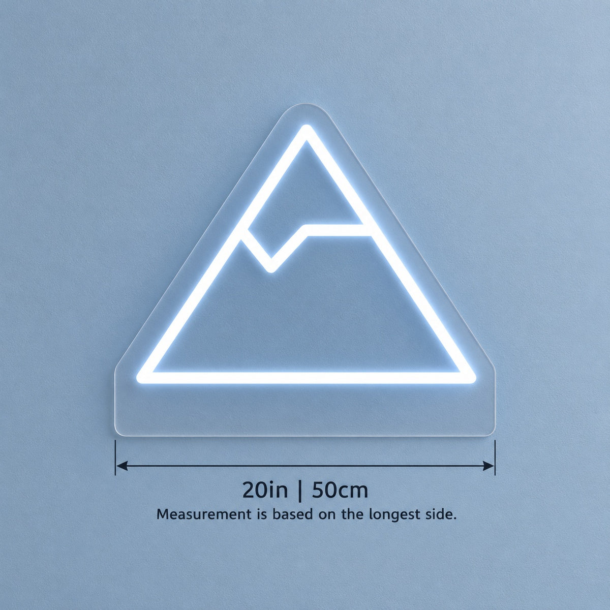Minimal Mountain Outline LED Neon Sign - size guide