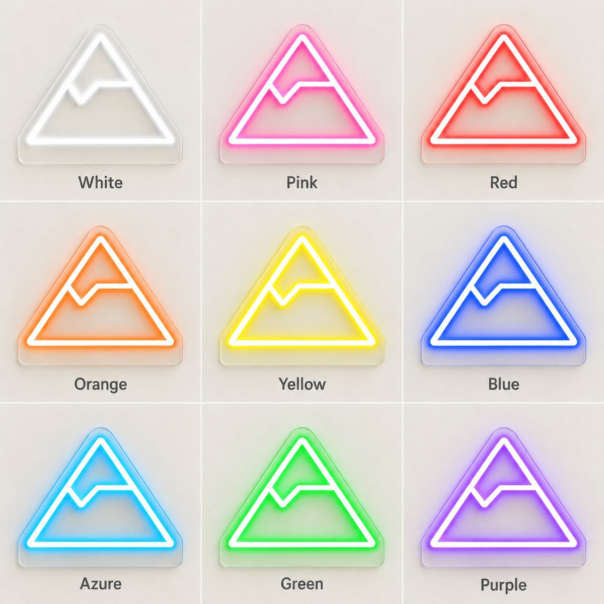 Minimal Mountain Outline LED Neon Sign - nine-color grid