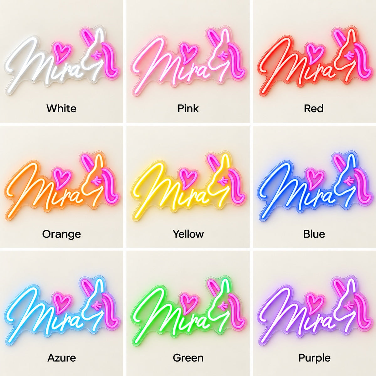 Mira LED Neon Sign - nine-color grid