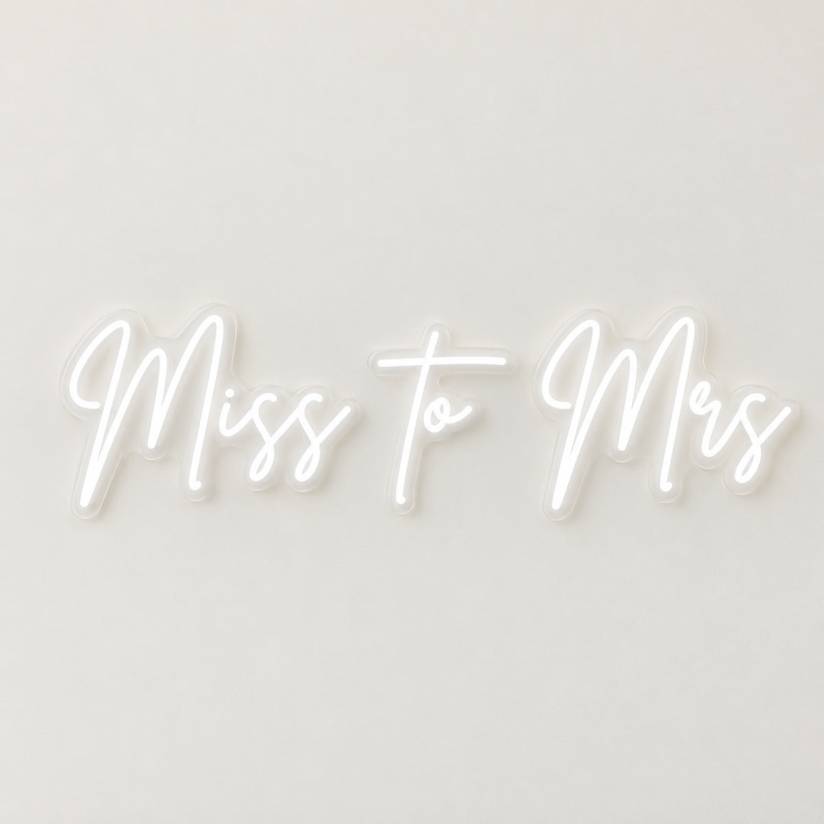 Miss To Mrs LED Neon Sign - natural light view