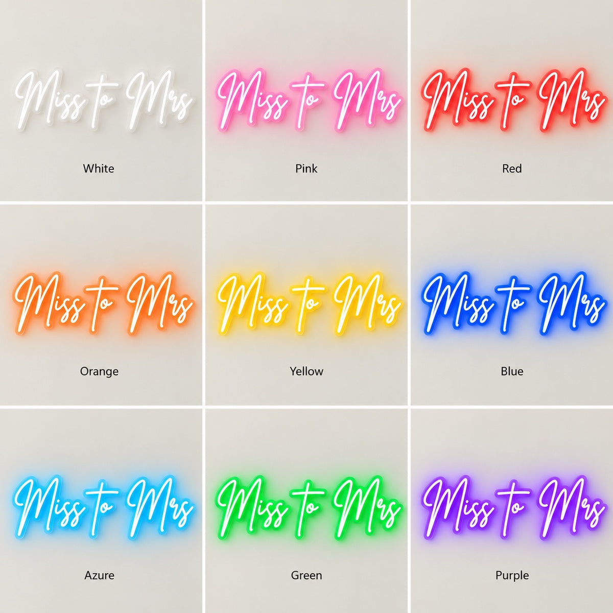 Miss To Mrs LED Neon Sign - nine-color grid