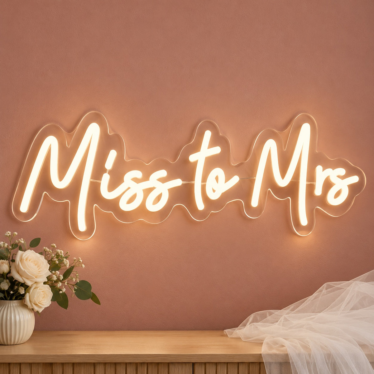 Miss To Mrs LED Neon Sign - advertising view