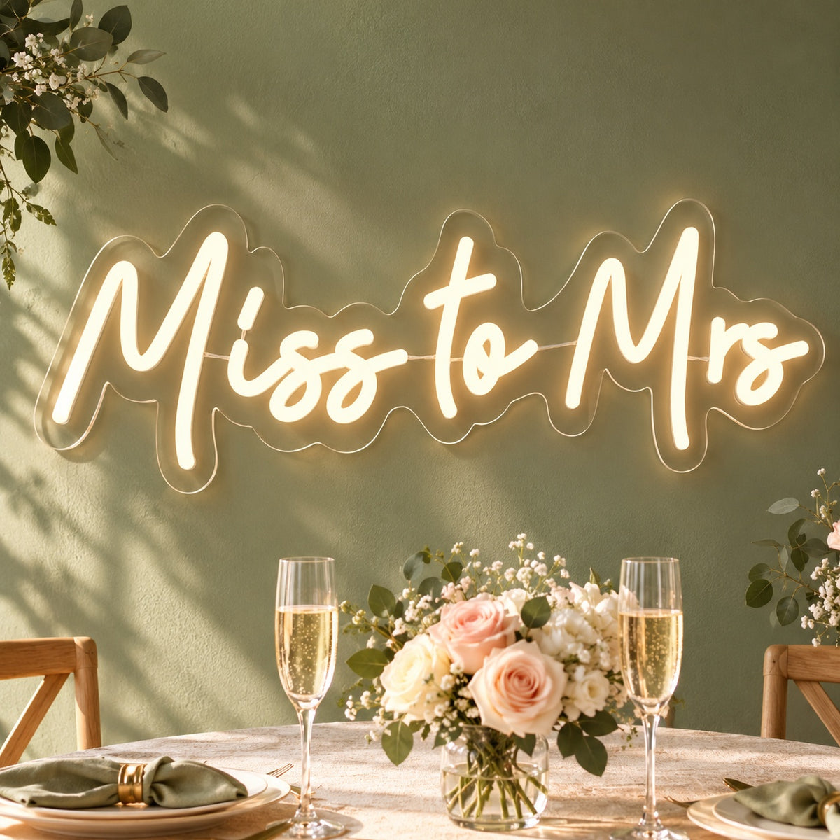 Miss To Mrs LED Neon Sign - lifestyle view