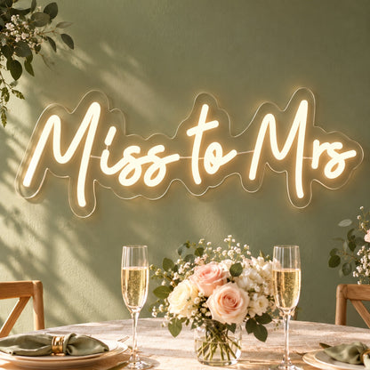 Miss To Mrs LED Neon Sign - lifestyle view