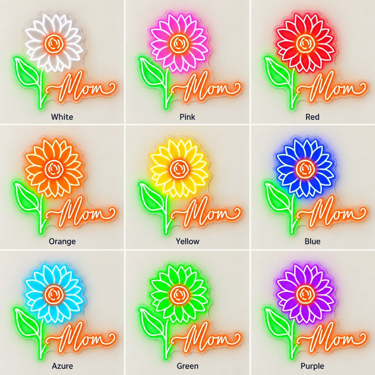 Mom LED Neon Sign - nine-color grid