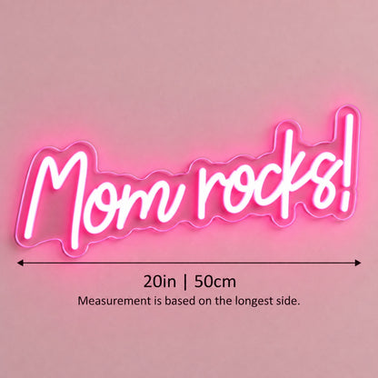 Mom Rocks! LED Neon Sign - size guide