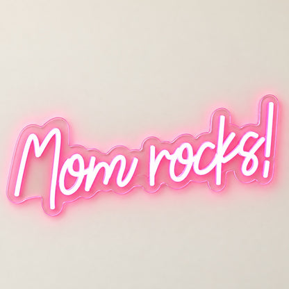 Mom Rocks! LED Neon Sign - natural light view