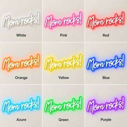 Mom Rocks! LED Neon Sign - nine-color grid
