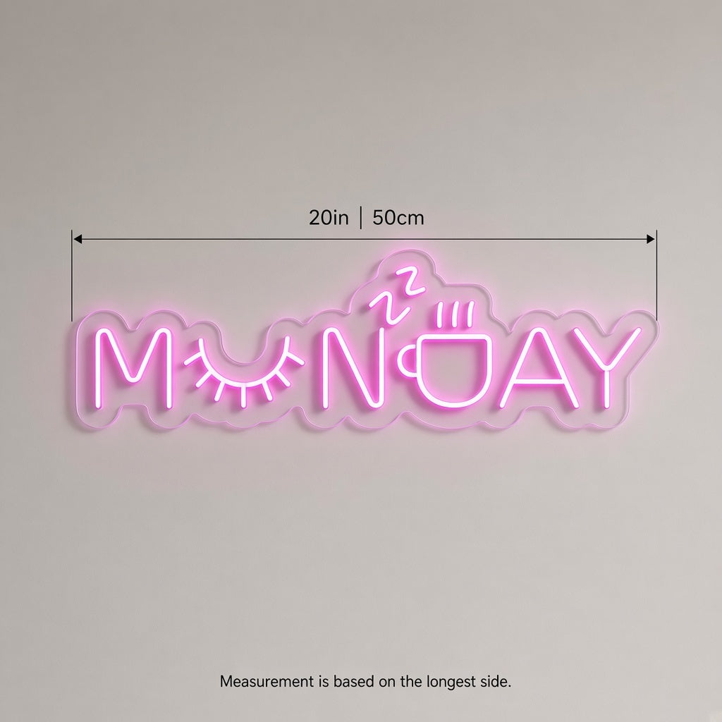 Monday LED Neon Sign - size guide