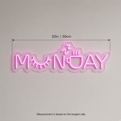 Monday LED Neon Sign - size guide