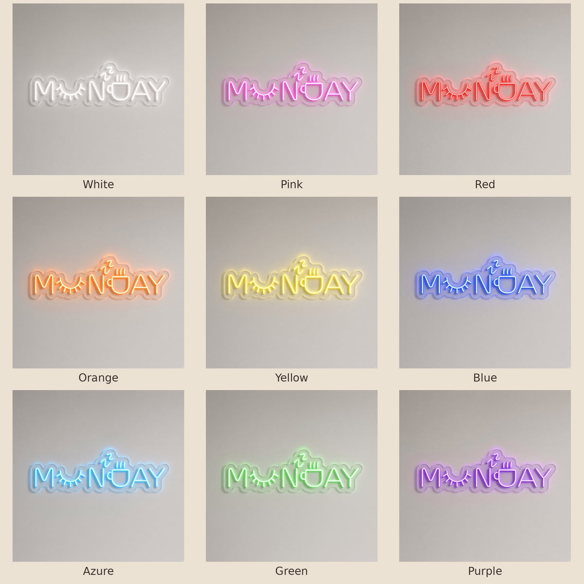 Monday LED Neon Sign - nine-color grid