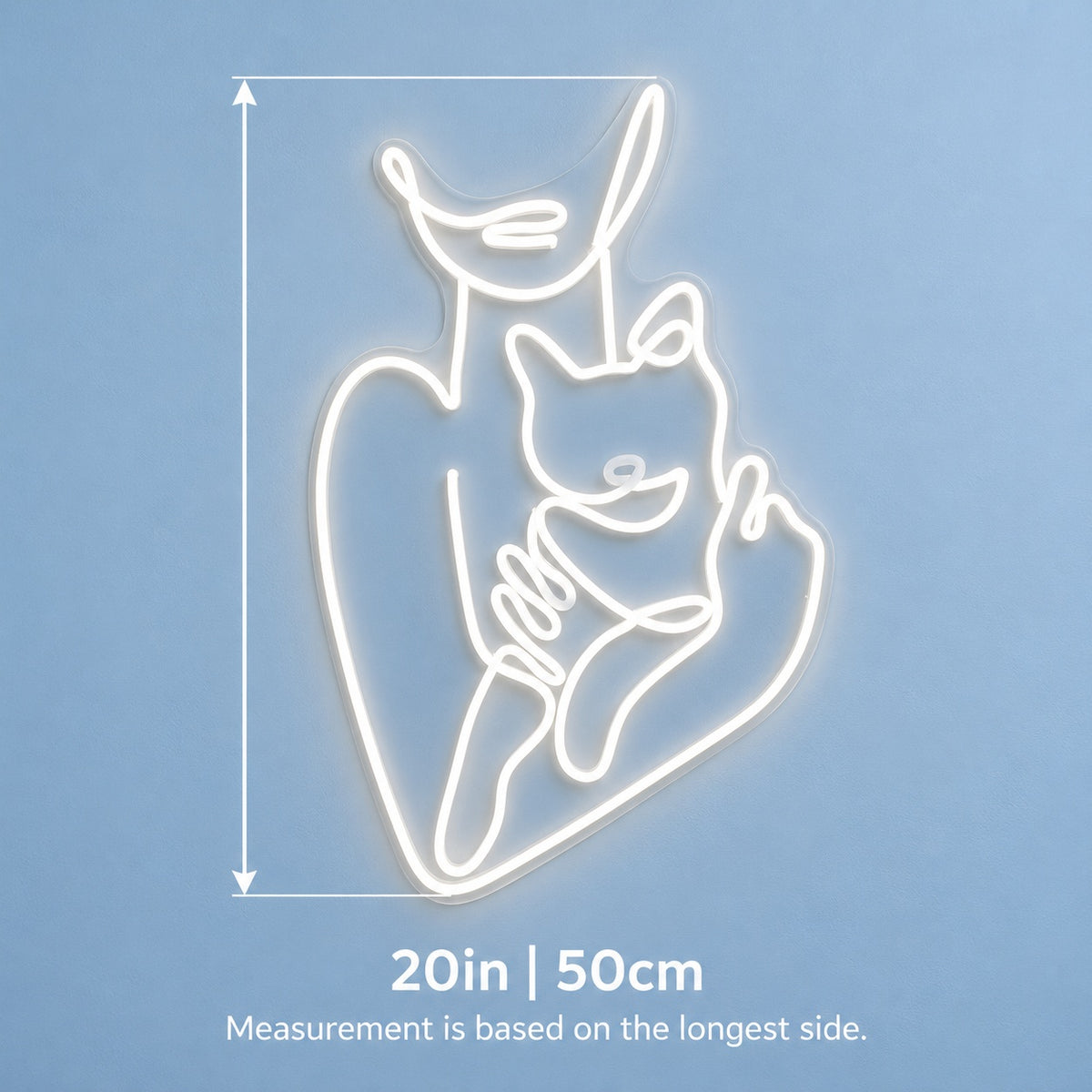 Mother And Child Embrace LED Neon Sign - size guide