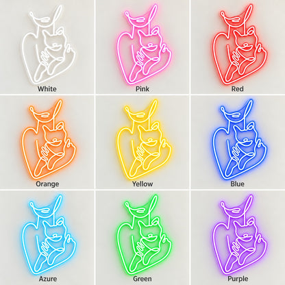 Mother And Child Embrace LED Neon Sign - nine-color grid