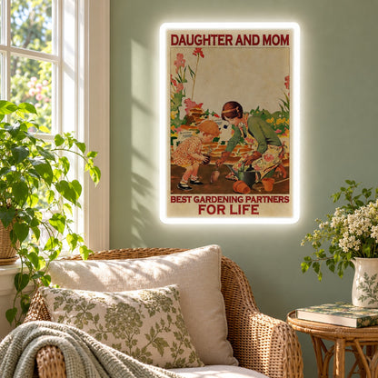 Mother Daughter Gardening LED Neon Sign - lifestyle view