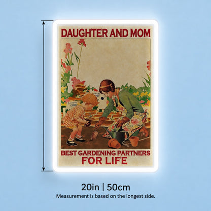 Mother Daughter Gardening LED Neon Sign - size guide