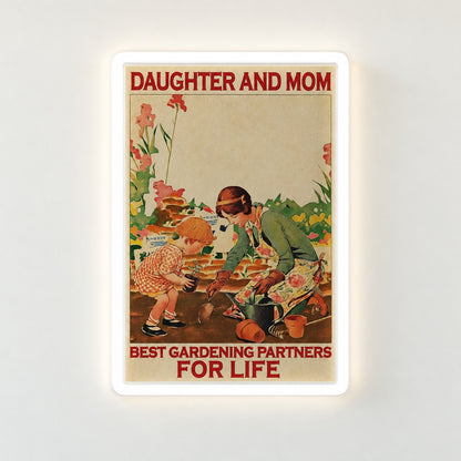 Mother Daughter Gardening LED Neon Sign - natural light view