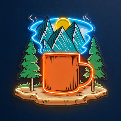 Mountain Coffee Mug Forest LED Neon Sign - product hero