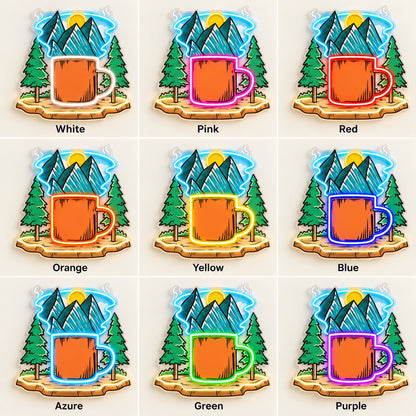 Mountain Coffee Mug Forest LED Neon Sign - nine-color grid