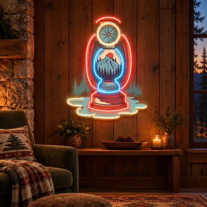Mountain Compass Lantern LED Neon Sign - advertising view