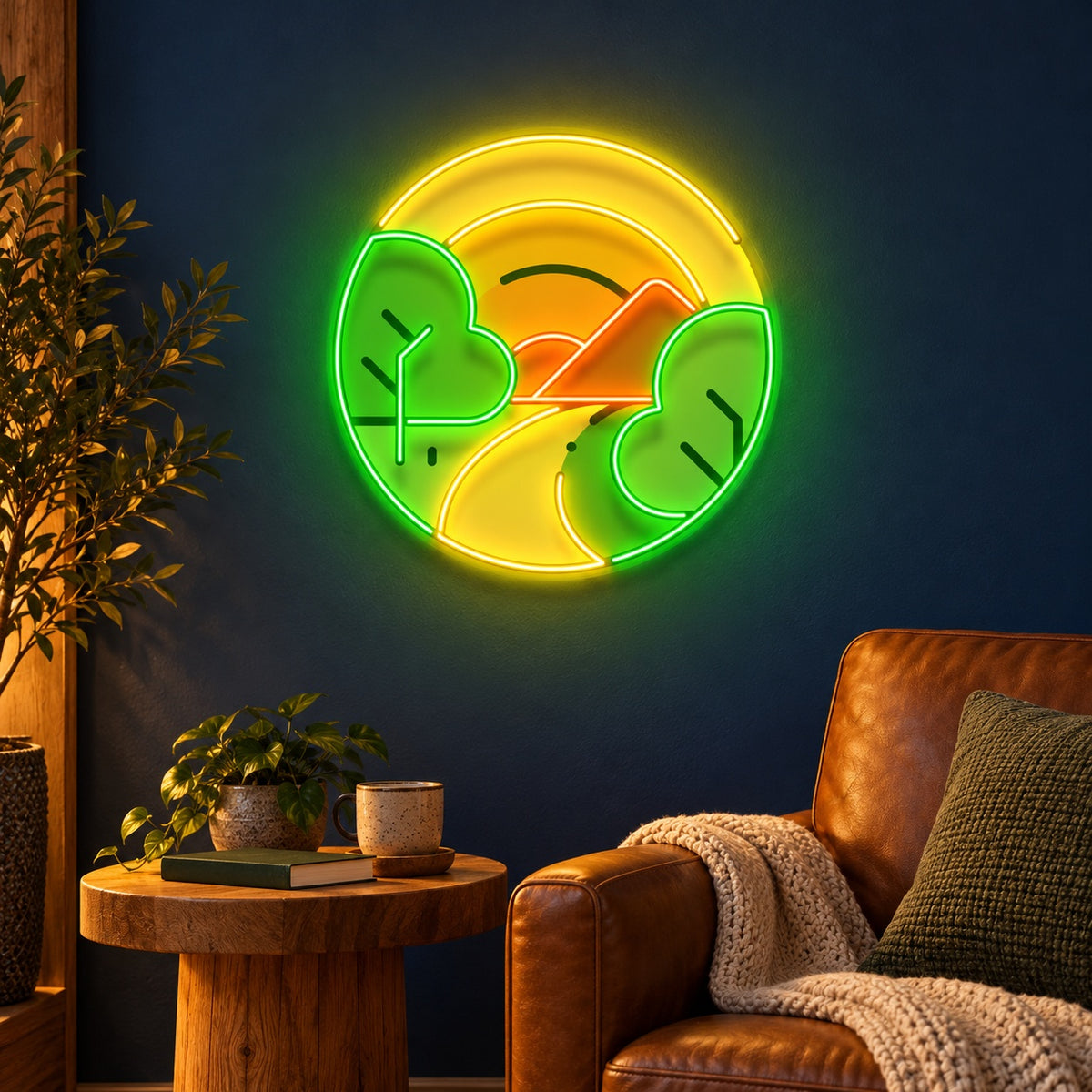 Mountain Forest Sunrise LED Neon Sign - advertising view