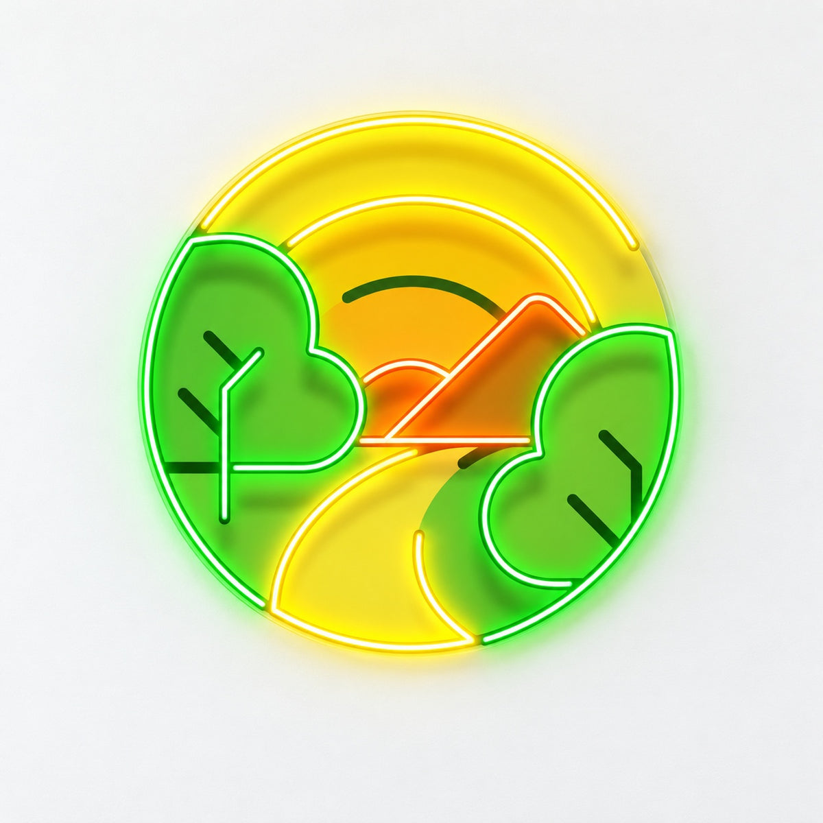 Mountain Forest Sunrise LED Neon Sign - natural light view