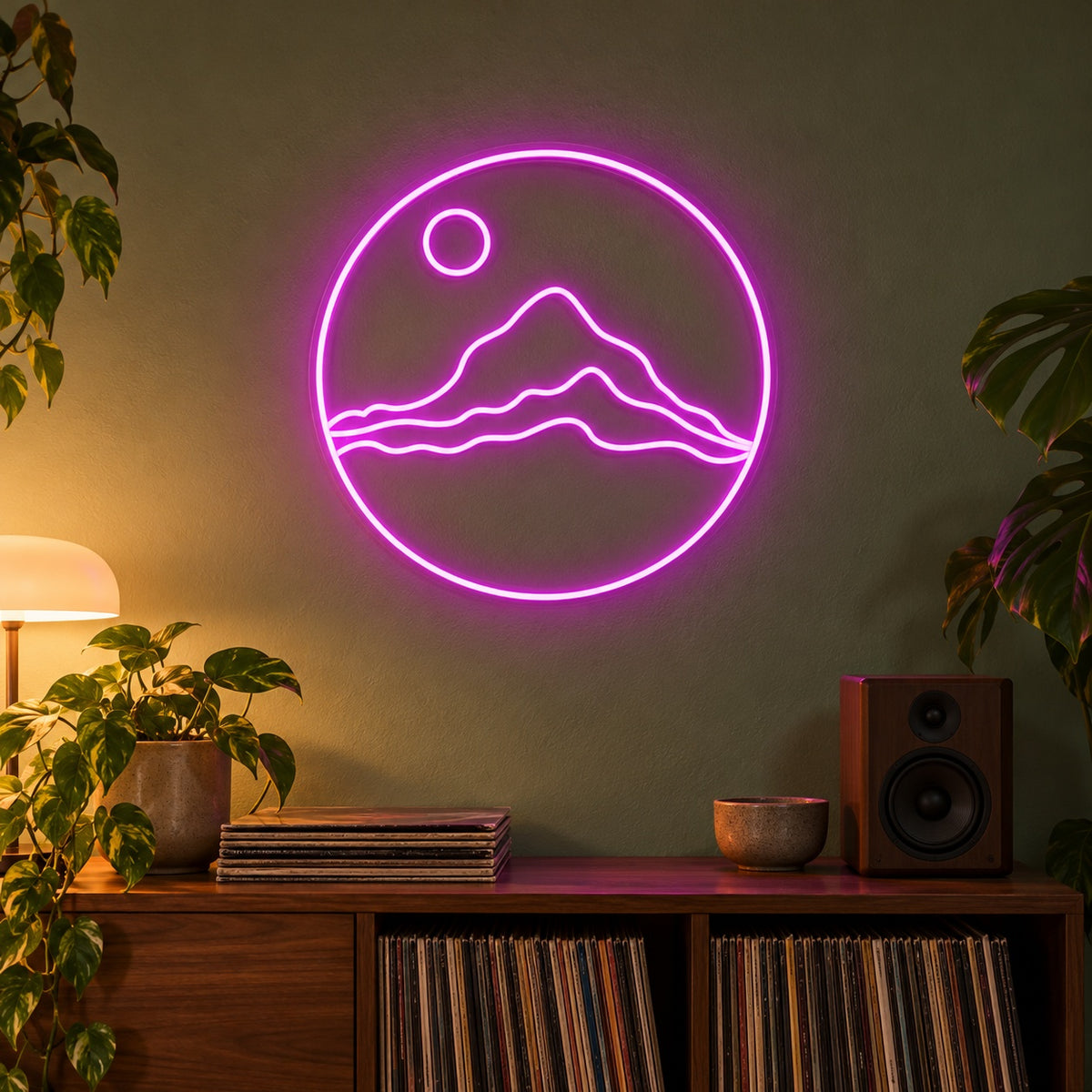 Mountain Moon LED Neon Sign - advertising view