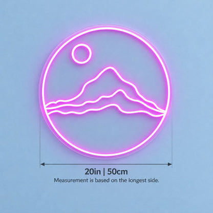 Mountain Moon LED Neon Sign - size guide