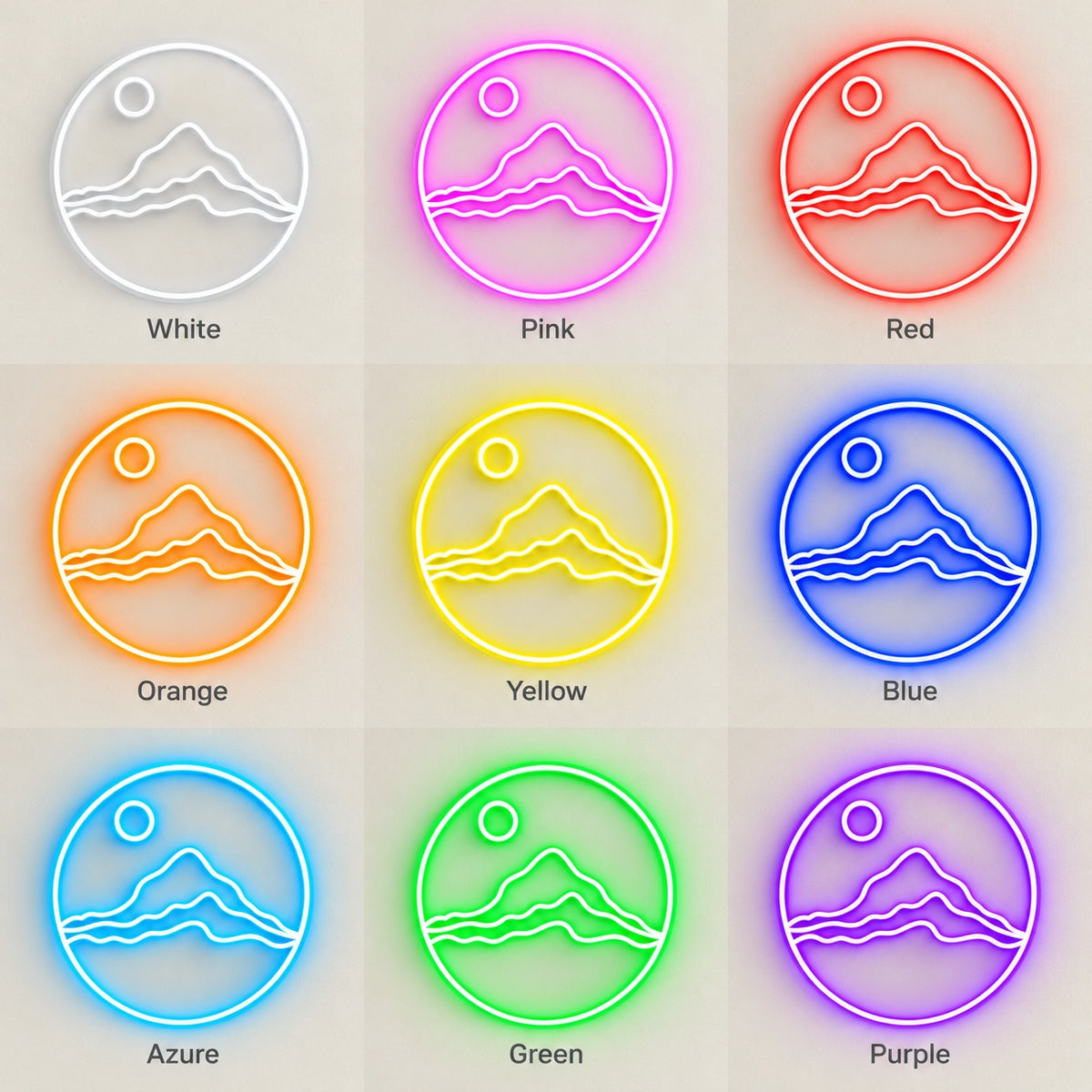 Mountain Moon LED Neon Sign - nine-color grid