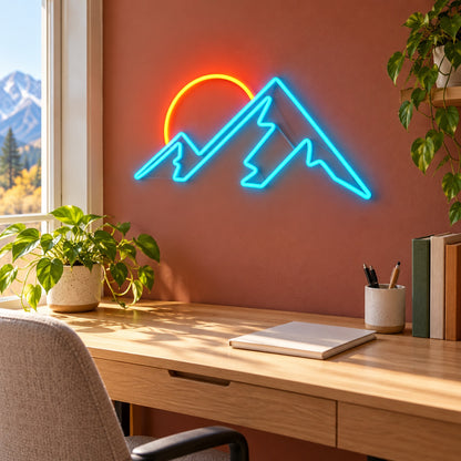 Mountain Peaks Sunset LED Neon Sign - lifestyle view