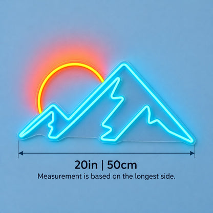 Mountain Peaks Sunset LED Neon Sign - size guide