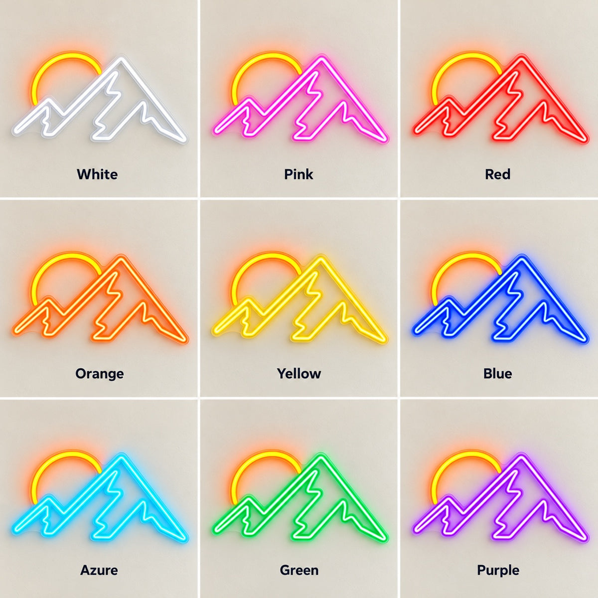 Mountain Peaks Sunset LED Neon Sign - nine-color grid