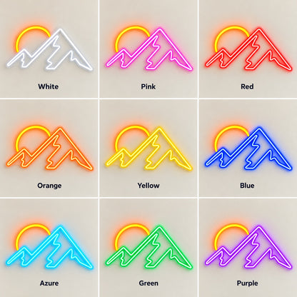 Mountain Peaks Sunset LED Neon Sign - nine-color grid